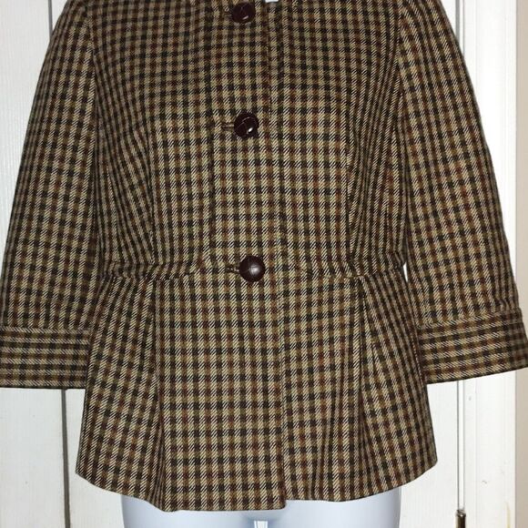Talbots plaid collarless  100% Wool blazer  Sz 4P  NWOT - Picture 2 of 6
